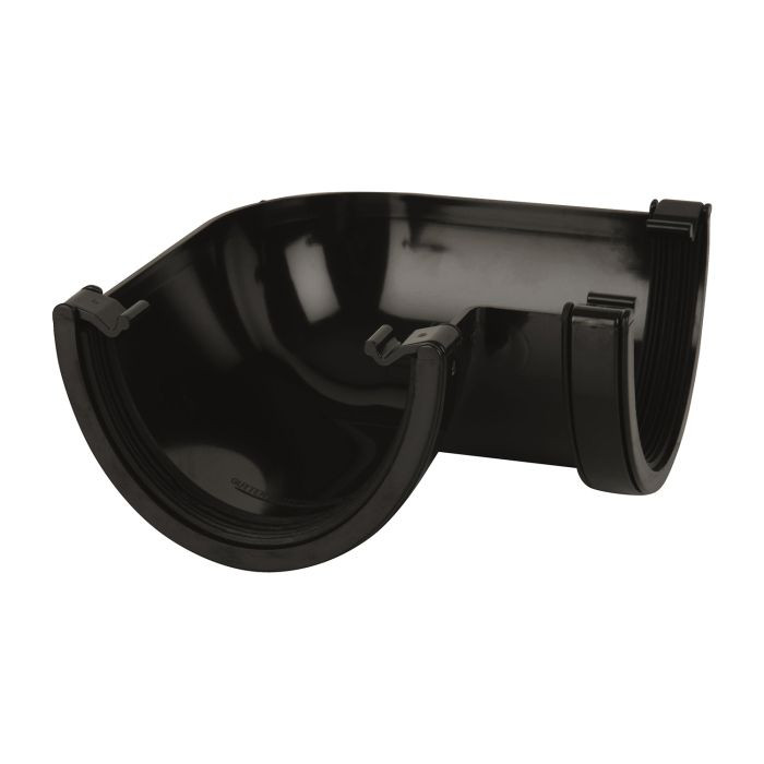 Black Deep Flow Gutter 90° Angle | Plastic Profiles Ltd